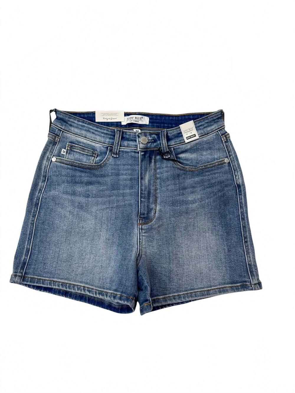 NEW JUDY BLUE women's judy high waisted slim short in mid-blue 104